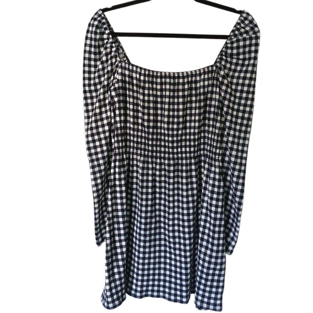H&M Leg Of Mutton Sleeves Off The Shoulder Gingham Checkered Dress Medium
